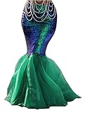 Women Halloween Costume Cosplay Mermaid Fancy Dress Skirt (US 8, Squines Green)