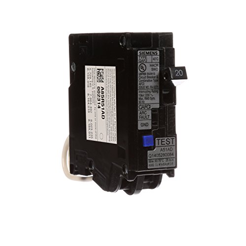 Siemens Qa120afc 20 Amp Single Pole 120 Volt Plug On Combination