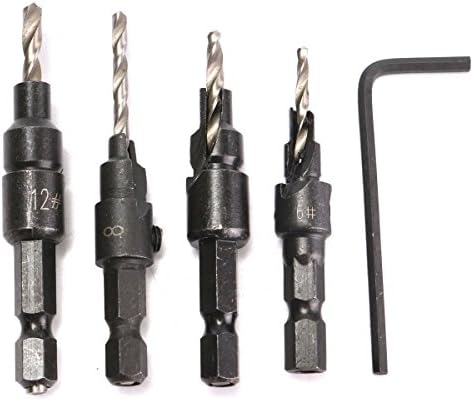 Migicshow Countersink Drill Bit 4pcs Set with Quick Change Hex Shank