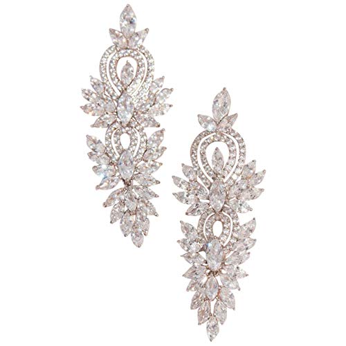 Marquise-Cut Crystal and Pattern Drop Earrings Style EG2324TKA, Silver
