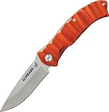 Schrade SCH221OR 8.4in High Carbon Stainless Steel Folding Knife with 3.5in Drop Point Blade and Aluminum Handle for Outdoor Survival, Camping and EDC