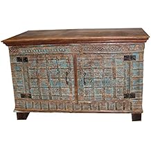Mogul Interior Antique Indian Solid Sideboard Distressed Reclaimed Wood Vintage Storage Chest TV Console Buffet