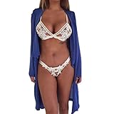 Sexy Lingerie,START Women White Lace Hollow Crochet Bra Set (US=10)