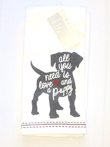 Casaba All You Need Is Love and A Puppy Kitchen Towels Set of 2