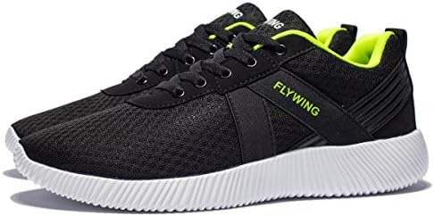 Men's Mesh Running Shoes Lightweight Athletic Shoes Breathable Leisure Sports Shoes (12 D(M) US/46 M EU, Black/Green)