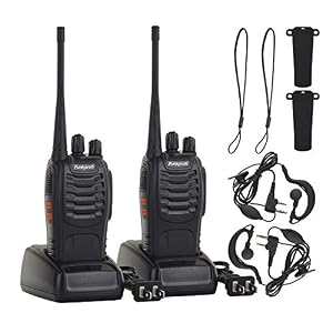 Image of Funkprofi Rechargeable Walkie Talkies, 2 Pack Long Range UHF 400-470MHz 16 Channel Two Way Radio with Li-ion Battery, Charger and Earpiece