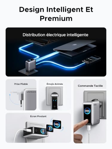 UGREEN Nexode Pro 160W Fast USB C Charger 5 Ports with TFT Display GaN II Tech Compatible with MacBook Pro Air Neo M5 M4 M3 M2 M1 iPad iPhone 17 Pro Max Air 16 15 14 13 Galaxy S26 S25 S24 Pixel 10 9