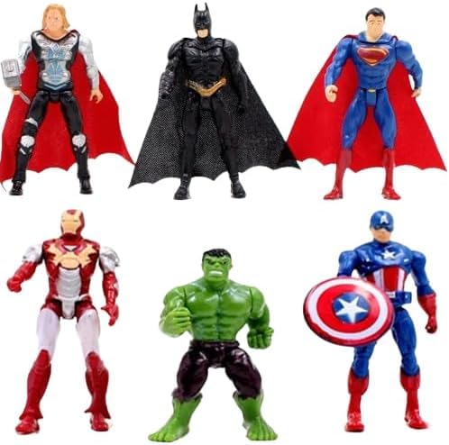 Zunesha 6pcs Superhero Cartoon Character set/Toy Gift for Kids, Party Bag Fillers, Party Supplies,Toys for Kids, Gift Children's Toys.
