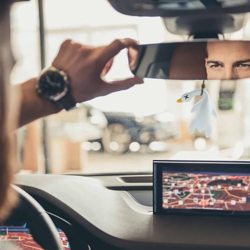 Funny Car Ornaments,On Swing Cars Pendant,Swing Duck Cute Car Decor Gift for Rear View Mirror,Truck Duck Accessories for Men,Dashboard Essentials for Women (A)