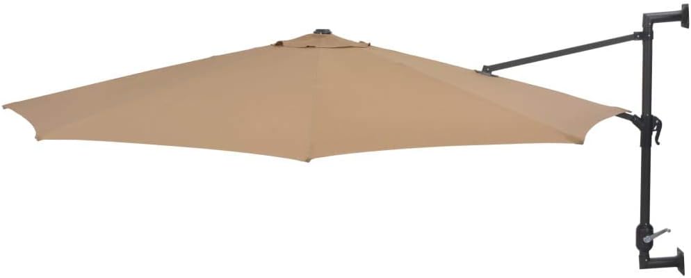 ZHTY Wall-Mounted Parasol with Metal Pole 300 cm Taupe Home & Garden Lawn & Garden Outdoor Living Outdoor Umbrellas & Sunshades Outdoor parasol