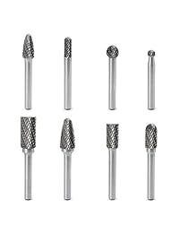 yufu 8 Pcs Doble tallado de corte para amoladora de die de vástago Juego de fresas de carburo Rotary 1 4 inch Drill, metal sólido, grabado, perforación