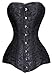 Charmian Women's 26 Steel Boned Brocade Long Torso Hourglass Body Shaper Corset Black XXXXXXX-Large