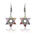 JanKuo Jewelry Rhodium Plated Multicolor Cubic Zirconia Jewish Star of David Marcasite Earrings