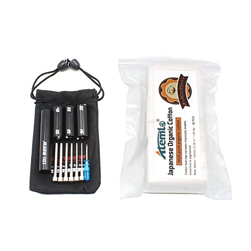 Utimes Original Authentic Coil Master V3 DIY Kit Coiling kit VERSION 3 6-in-1 Coil Jig witn 30PCS Unbleached Japanese Organic Cotton and Carrying Pouch