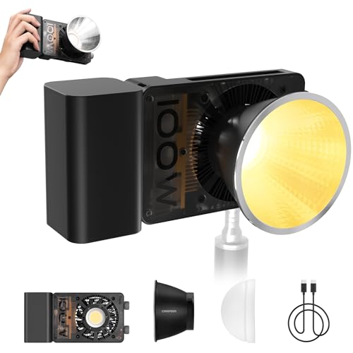Video Light, ZHIYUN CINEPEER CX100 [Official] 100W COB Video Light, 2700-6500K, 3840Lux, TLCI 97+ CRI 96+, Dimmable, Portable Light with Reflector, Diffusion Dome for Lighting, Photography