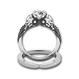 DALARAN Skull Cubic Zirconia Ring Set for Women Gothic Band Party Jewelry Black Wing