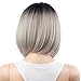 netgo Bob Wig Grey Ombre Wigs Short Straight Synthetic Hair Full Wig for Women