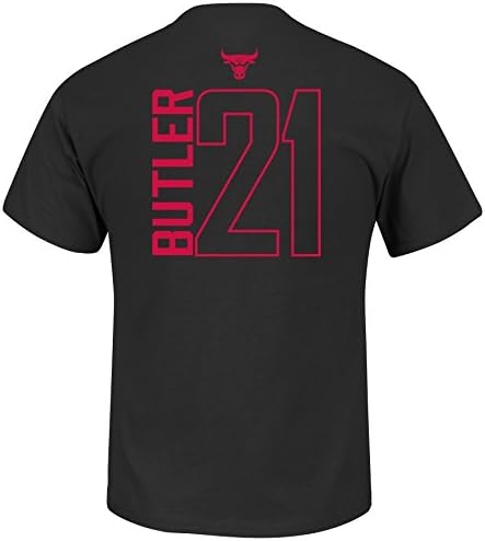 Jimmy Butler Chicago Bulls Black On Black Color Pop Vertical Name And Number T-Shirt (Black) XL