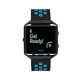 top4cus Fitbit Blaze Bands Silicone Sport Replacement Smart Fitness Watch Strap With Frame For Women Men (Black & Blue, Large)