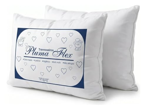Kit 2 Travesseiros Premium Extra Macio Antialérgico Lavável e Antimofo Conforto para Dormir