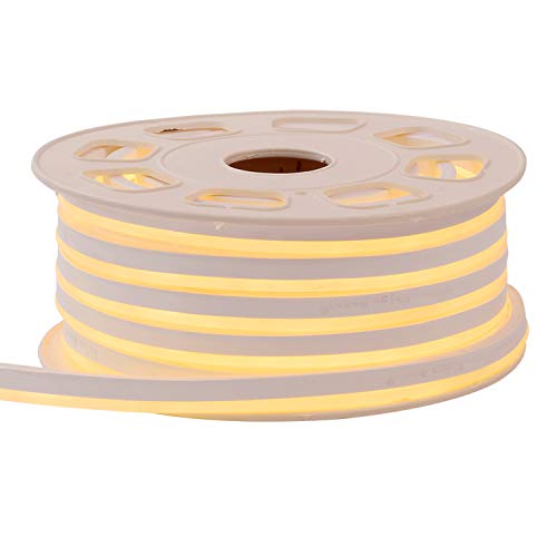 shine decor Led Neon Lights, dimmable 3000K Warm White Rope Lights, Update Waterproof 2835 120Leds/M, 50ft, 110V, Included All Necessary Accessories, Flex Durable for Outdoor Decor Or Commercial Use