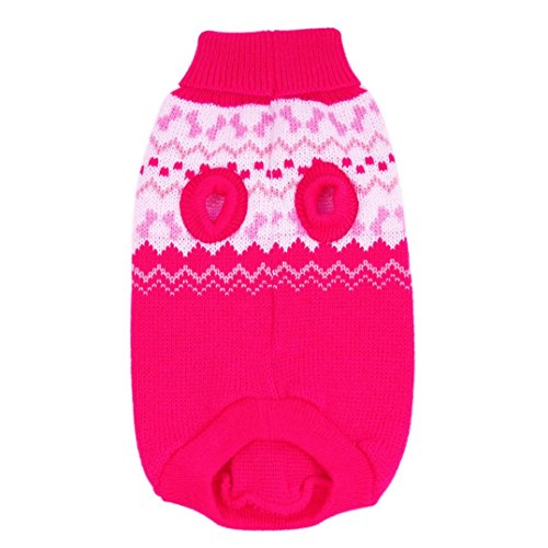 Pet Dog Clothes Winter Puppy Apparel Sweater for Small dog Girl (02# Pink, L)