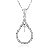 LGSY Sterling Silver Cubic Zircon Teardrop Bail Pin Pendant Fitting for Pearl Jewelry, Design Pendant Mount for Women DIY Jewelry Making