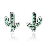 BAMOER New Arrival Green Cactus Studs Earrings 925