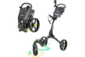 XDriveMax GC03 360 Rotating 3 Wheel Golf Push Cart Foldable Golf Pull Cart for Golf Clubs,Carries Umbrella Stand and Premium Storage