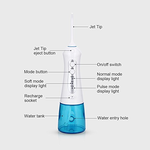 Cordless Rechargable Oral Irrigator - YOUYA DENTAL Professional Portable Dental Gum Water Flosser with 6 Jet Nozzles for Home and Travel , Braces & Bridges Care