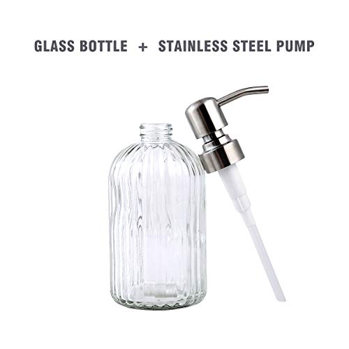 bonris 16 Oz Soap Dispense with Rust Proof Stainless Steel Pump Classic Decor for Bathroom Kitchen Farmhouse Decor Great for Essential Oils, Lotions, Liquid Soaps