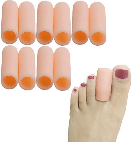 DYKOOK Soft Gel Toe Sleeves, Toe Protectors,5 Pairs/Pack, Finger Cover,for Corns Remover, Callus Cushion, Bunion Treatment (Medium Toe Sleeves,Beige)