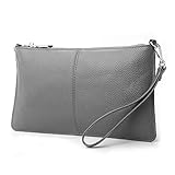 Lecxci Leather Crossbody Purses Clutch Phone Wallets with Card Slots for Women (Grey)