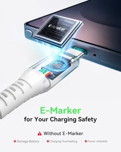 Cable USB C a USB C, 100W [2Pack-2m, Blanco] Cable USB C Carga Rapida PD 5A QC 4.0 Cable Tipo C Nylon para iPhone 15 Pro MacBook Pro 2020 Samsung S22 Ultra iPad Air Pixel 7 Huawei P30 Steam Deck