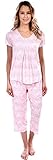 Patricia Women's Pleated Stretch Knit Short Sleeve Top and Capri 2 Piece Pajama Set