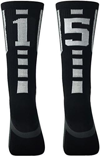 Custom Number Athletis Socks, Comifun Boys Girls School Sport Team Long Soccer Tube Socks Black/White 13-17 Age,1 Pair."15""51"