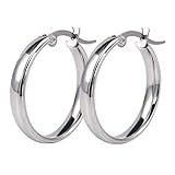 Women Stainless Steel Silver Plated Hoops Earrings