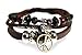 Beautiful Silver Jewelry Peace Symbol Beaded Leather Zen Bracelet for Men, Women, Teens, in Gift Box