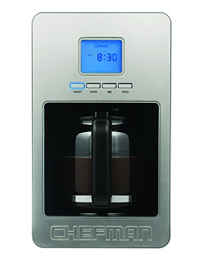 Click Here to See More Images Chefman RJ14-12SS-P-Grey 12 Cup Programmable Coffee Maker with Stainless Steel Face, Grey