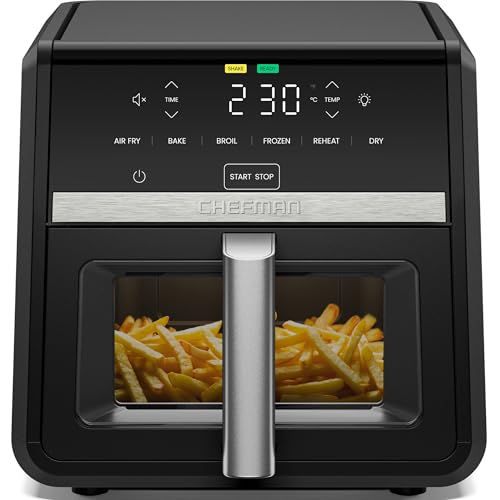Chefman TurboFry 6-in-1 Hot Air Fryer 8.5 L, 230 °C, XL Basket | Viewing window, hot air frying, baking, grilling, reheating, defrosting, black