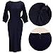 Omine Womens Lantern Sleeve Navy Blue Wear to Work With Belt Dress