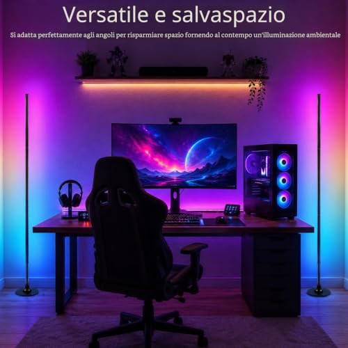 RGB Floor Lamp for Living Room 120 cm, Dimmable Corner Light with Smart App and Remote Control, 16 Million Colors, Music Sync, Timing Runtion for Bedroom