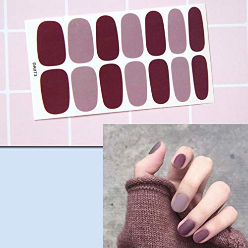 6 Sheets Full Nail Wraps Art Polish Stickers Decal Strips Adhesive False Nail Design Manicure Set With 1Pc Nail Buffers Files For Women Girls - Thumbnail 6