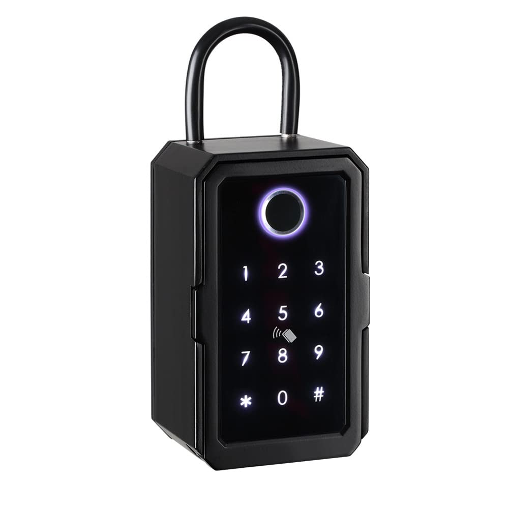 Ksrnsne Key Cabinet with Code, Key Safe Zinc Alloy Key Cabinet for Outdoor/Indoor Key Safe Fingerprint for Home/Garage/ (Bluetooth)