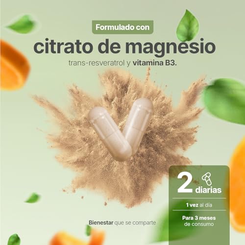 NMN Blend. Precursor de NAD. 180 Cápsulas. 1000 mg por Porción. Trans-Resveratrol, Vitamina C, Citrato de Magnesio y Vitamina B3. NMN Blend B Life.
