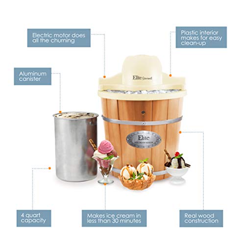 Elite Gourmet EIM924L, 4 Qt. Electric Motorized Ice Cream Maker Ice