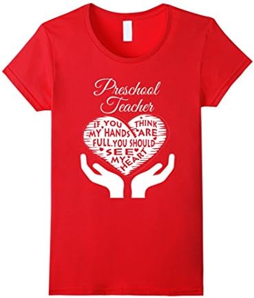 Women's Preschool Teacher T-Shirts - Teacher Tee Shirts Large Red