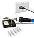 Bastex Soldering Kit with Temperature Adjust 110v 60 Watts Soldering Iron, 5 Soldering Iron Tips, and Cleaning Sponge, Anti-Static Tweezers. Desoldering Pump, Carrying Case