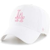47 Brand Los Angeles LA Dodgers Clean Up Adjustable Hat - White/Pink, Unisex, Adult - MLB Baseball Cap
