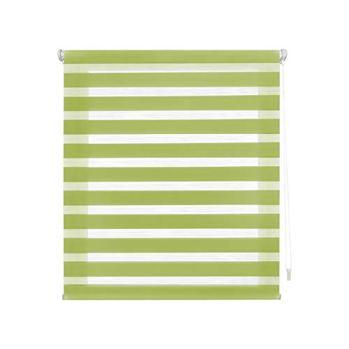 Decorblind | Double Layer Roller Blind, No Tools and No Drilling, Blind Size: 92 x 180 cm Width x Length/Fabric Dimensions: 89 x 175 cm – Night and Day Roller Blind, Pistachio Colour
